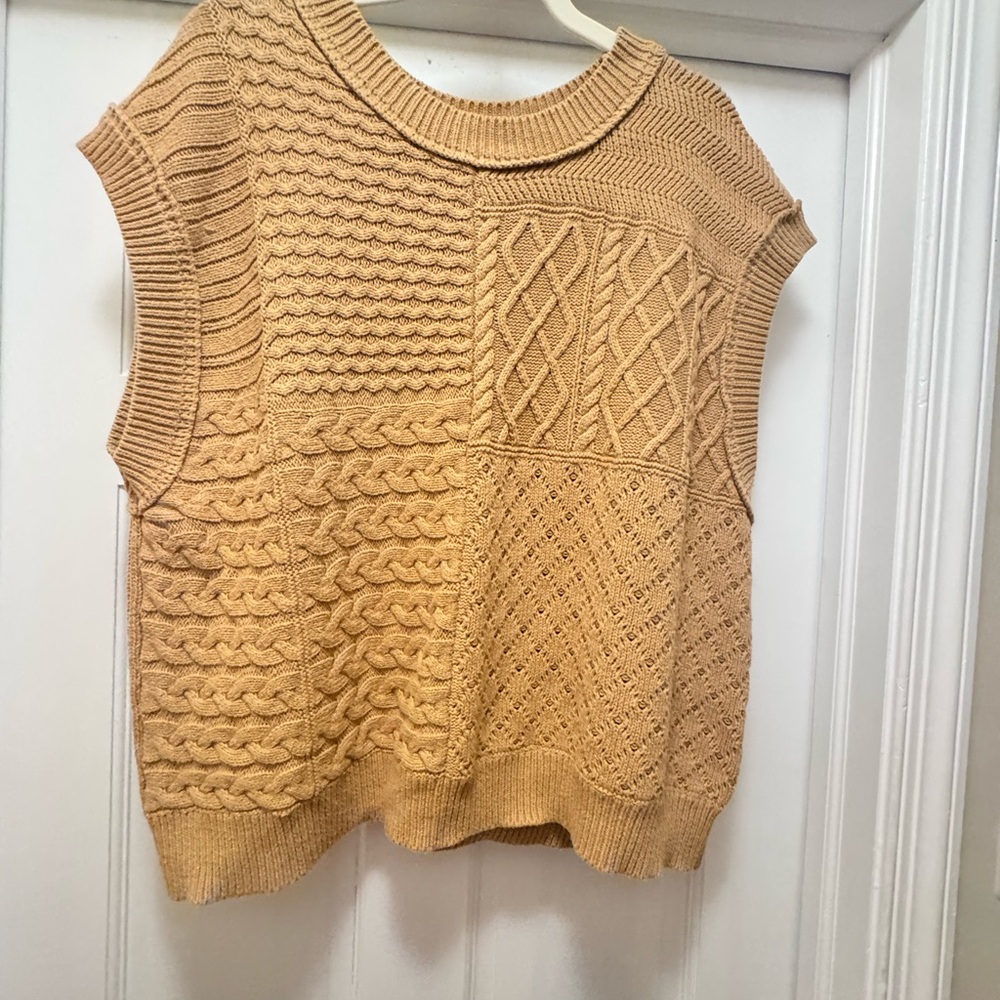 Amazon Women's Tan Cable Knit Sweater Vest